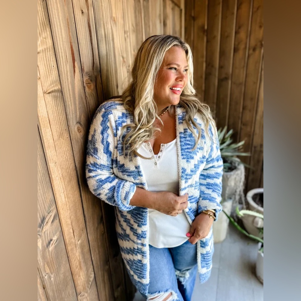 Blue and White Patterned Women's Sweater